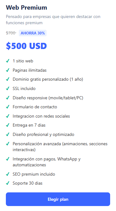 Web premium plan